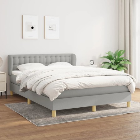 Box spring bed with light gray fabric mattress 140x190 cm by , Beds and slatted bases - Ref: Foro24-3127117, Price: 462,32 €,...