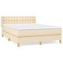 Cama box spring con colchón tela color crema 140x200 cm de , Camas y somieres - Ref: Foro24-3130598, Precio: 453,28 €, Descue...