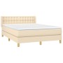 Cama box spring con colchón tela color crema 140x200 cm de , Camas y somieres - Ref: Foro24-3130598, Precio: 453,28 €, Descue...