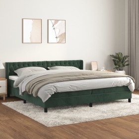 Cama box spring con colchón terciopelo verde oscuro 200x200 cm de , Camas y somieres - Ref: Foro24-3131162, Precio: 601,08 €,...