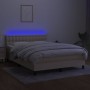 Box spring bed mattress and LED lights cream fabric 140x190 cm by , Beds and slatted bases - Ref: Foro24-3133474, Price: 467,...