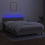 Box spring bed mattress and LED lights light gray fabric 140x190 cm by , Beds and slatted bases - Ref: Foro24-3133469, Price:...