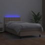 Box spring bed LED mattress cappuccino synthetic leather 80x200 cm by , Beds and slatted bases - Ref: Foro24-3134194, Price: ...