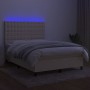 Boxspringbettmatratze und LED-Leuchten aus cremefarbenem Stoff 140x200 cm von , Betten und Lattenroste - Ref: Foro24-3135202,...