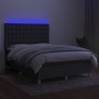 Box spring bed mattress and LED lights dark gray fabric 140x200 cm by , Beds and slatted bases - Ref: Foro24-3135758, Price: ...