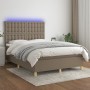 Boxspringbett mit Matratze und LED-Leuchten aus taupegrauem Stoff 140x190 cm von , Betten und Lattenroste - Ref: Foro24-31357...