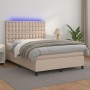 Box spring bed LED mattress cappuccino synthetic leather 140x200cm by , Beds and slatted bases - Ref: Foro24-3135950, Price: ...