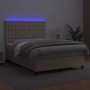 Box spring bed LED mattress cappuccino synthetic leather 140x200cm by , Beds and slatted bases - Ref: Foro24-3135950, Price: ...