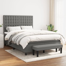 Cama box spring con colchón tela gris oscuro 140x200 cm de , Camas y somieres - Ref: Foro24-3136918, Precio: 576,20 €, Descue...