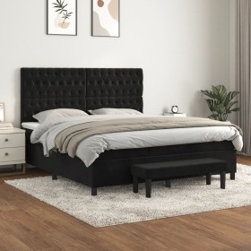 Box spring bed with black velvet mattress 180x200 cm by , Beds and slatted bases - Ref: Foro24-3138039, Price: 694,81 €, Disc...