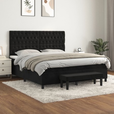 Box spring bed with black velvet mattress 180x200 cm by , Beds and slatted bases - Ref: Foro24-3138039, Price: 710,58 €, Disc...