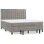 Cama box spring con colchón terciopelo gris claro 160x200 cm de , Camas y somieres - Ref: Foro24-3138091, Precio: 628,93 €, D...