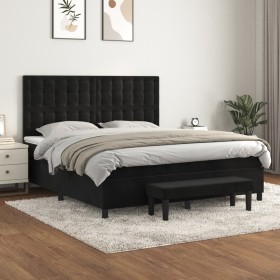 Box spring bed with black velvet mattress 160x200 cm by , Beds and slatted bases - Ref: Foro24-3138093, Price: 612,80 €, Disc...