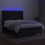 Box spring bed mattress and LED lights black fabric 140x190 cm by , Beds and slatted bases - Ref: Foro24-3138631, Price: 569,...