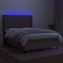 Box spring bed with mattress and LED lights taupe gray fabric 140x190 cm by , Beds and slatted bases - Ref: Foro24-3138633, P...