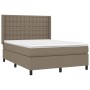 Box spring bed with mattress and LED lights taupe gray fabric 140x190 cm by , Beds and slatted bases - Ref: Foro24-3138633, P...