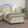 Box spring bed and LED mattress cream synthetic leather 80x200 cm by , Beds and slatted bases - Ref: Foro24-3139351, Price: 3...