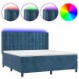 Cama box spring colchón y LED terciopelo azul oscuro 160x200 cm de , Camas y somieres - Ref: Foro24-3139815, Precio: 594,55 €...