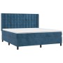 Box spring bed with mattress and LED velvet dark blue 160x200 cm by , Beds and slatted bases - Ref: Foro24-3139815, Price: 57...