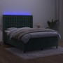 Cama box spring colchón y LED terciopelo verde oscuro 140x200cm de , Camas y somieres - Ref: Foro24-3139808, Precio: 574,64 €...