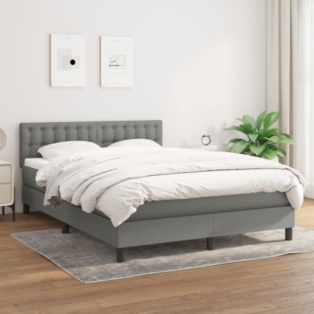 Cama box spring con colchón tela gris oscuro 140x200 cm de , Camas y somieres - Ref: Foro24-3140378, Precio: 440,27 €, Descue...