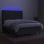 Box spring bed mattress and LED lights dark gray fabric 140x200 cm by , Beds and slatted bases - Ref: Foro24-3138638, Price: ...