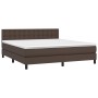 Cama box spring con colchón cuero sintético marrón 160x200 cm de , Camas y somieres - Ref: Foro24-3141134, Precio: 483,99 €, ...