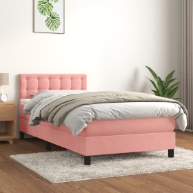 Box spring bed with pink velvet mattress 90x190 cm by , Beds and slatted bases - Ref: Foro24-3141520, Price: 318,99 €, Discou...