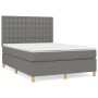 Box spring bed with dark gray fabric mattress 140x190 cm by , Beds and slatted bases - Ref: Foro24-3142650, Price: 495,06 €, ...