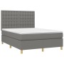 Box spring bed with dark gray fabric mattress 140x190 cm by , Beds and slatted bases - Ref: Foro24-3142650, Price: 535,41 €, ...