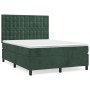 Cama box spring con colchón terciopelo verde oscuro 140x200 cm de , Camas y somieres - Ref: Foro24-3143268, Precio: 553,45 €,...