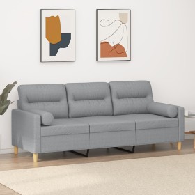 3-seater sofa with light gray fabric cushions, 180 cm by , Sofas - Ref: Foro24-3200829, Price: 317,99 €, Discount: %