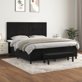 Box spring bed with black velvet mattress 180x200 cm by , Beds and slatted bases - Ref: Foro24-3137859, Price: 684,09 €, Disc...