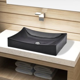 Lavabo de cerámica rectangular color negro de vidaXL, Lavabos - Ref: Foro24-141926, Precio: 93,74 €, Descuento: %