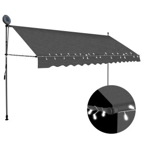 Retractable manual awning with anthracite gray LED 400 cm by , Awnings - Ref: Foro24-145868, Price: 154,13 €, Discount: %