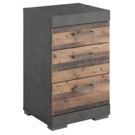 FMD Bedside table with 3 drawers in gray and antique style by , Nightstands - Ref: Foro24-447414, Price: 148,52 €, Discount: %