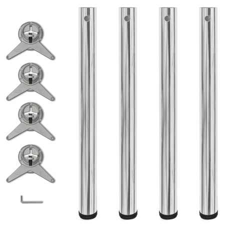 4 height-adjustable table legs 710 mm chrome color by vidaXL, Table legs - Ref: Foro24-242133, Price: 53,53 €, Discount: %