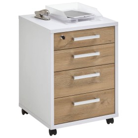 FMD White and oak wheeled drawer unit 48x49.5x65.5 cm by , Filing cabinets - Ref: Foro24-447409, Price: 199,38 €, Discount: %