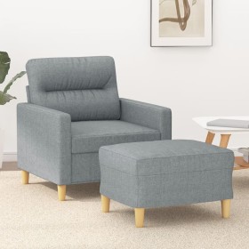 Armchair with stool light gray fabric 60 cm by , Sofas - Ref: Foro24-3201065, Price: 220,37 €, Discount: %