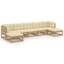 Set de muebles de jardín 7 pzs cojines madera pino marrón miel de , Conjuntos de jardín - Ref: Foro24-3077127, Precio: 645,99...