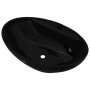 Lavabo de cerámica con agujero para grifo/desagüe negro ovalado de vidaXL, Lavabos - Ref: Foro24-141921, Precio: 73,62 €, Des...