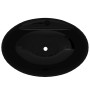 Lavabo de cerámica con agujero para grifo/desagüe negro ovalado de vidaXL, Lavabos - Ref: Foro24-141921, Precio: 73,62 €, Des...