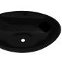 Lavabo de cerámica con agujero para grifo/desagüe negro ovalado de vidaXL, Lavabos - Ref: Foro24-141921, Precio: 73,62 €, Des...