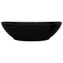 Lavabo de cerámica con agujero para grifo/desagüe negro ovalado de vidaXL, Lavabos - Ref: Foro24-141921, Precio: 73,62 €, Des...