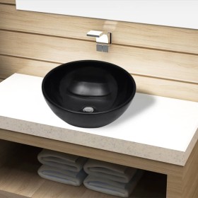 Round Black Ceramic Washbasin by vidaXL, Sinks - Ref: Foro24-141929, Price: 68,66 €, Discount: %