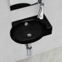 Lavabo redondo de cerámica con orificio de grifo/desagüe negro de vidaXL, Lavabos - Ref: Foro24-141925, Precio: 66,15 €, Desc...