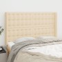 Headboard with cream fabric ears 147x16x118/128 cm by , Headboards and footboards - Ref: Foro24-3120017, Price: 120,87 €, Dis...