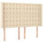 Headboard with cream fabric ears 147x16x118/128 cm by , Headboards and footboards - Ref: Foro24-3120017, Price: 120,87 €, Dis...