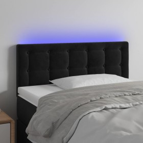 Kopfteil aus schwarzem Samt mit LED 80x5x78/88 cm von , Kopf- und Fußteile - Ref: Foro24-3122078, Preis: 49,25 €, Rabatt: %