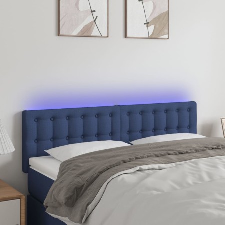 Cabecero con LED de tela azul 144x5x78/88 cm de , Cabeceros y pies de cama - Ref: Foro24-3122050, Precio: 67,41 €, Descuento: %